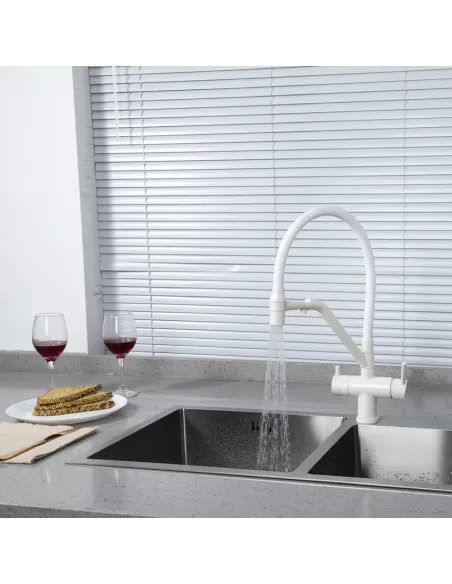 Змішувач для кухні з підключенням до фільтра Gappo G4398-88, білий