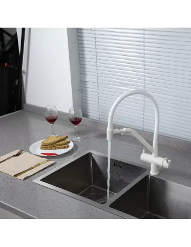 Змішувач для кухні з підключенням до фільтра Gappo G4398-88, білий