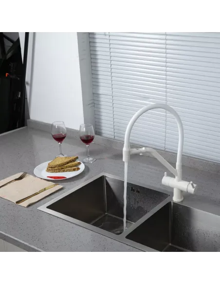 Змішувач для кухні з підключенням до фільтра Gappo G4398-88, білий