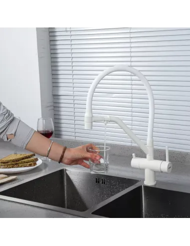 Змішувач для кухні з підключенням до фільтра Gappo G4398-88, білий