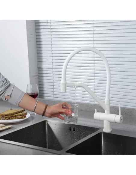 Змішувач для кухні з підключенням до фільтра Gappo G4398-88, білий