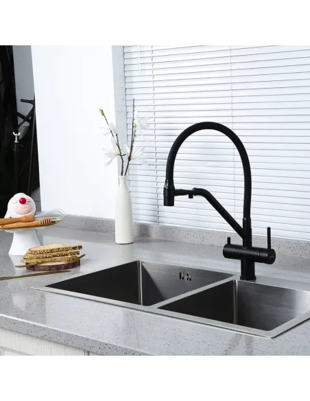 Смеситель для кухни с подключением к фильтру Gappo G4398-86, черный