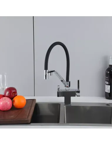 Смеситель для кухни с подключением к фильтру Gappo G4395-60, хром, черный