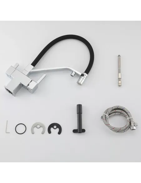 Смеситель для кухни с подключением к фильтру Gappo G4395-60, хром, черный