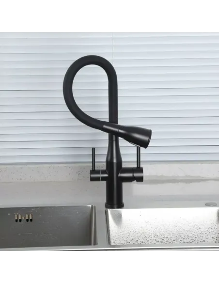Змішувач для кухні з підключенням до фільтру Gappo G4399-66, чорний