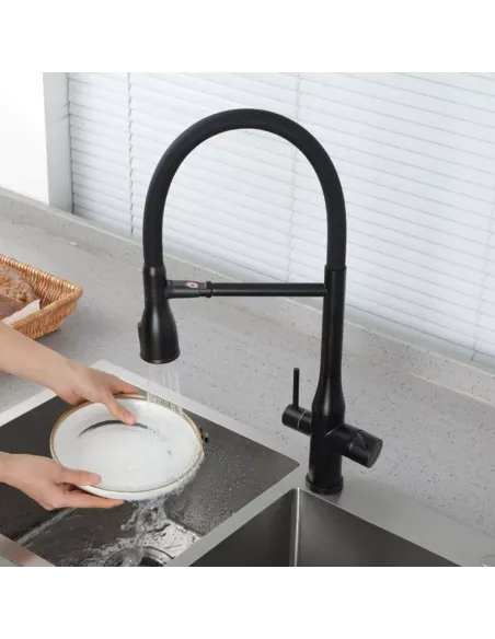 Смеситель для кухни с подключением к фильтру Gappo G4399-76, черный