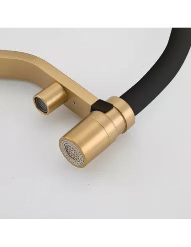 Смеситель для кухни с подключением к фильтру Gappo G4395-63, сатин золотой, черный