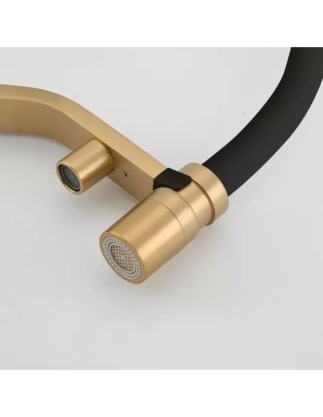 Смеситель для кухни с подключением к фильтру Gappo G4395-63, сатин золотой, черный