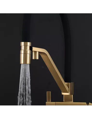 Смеситель для кухни с подключением к фильтру Gappo G4395-63, сатин золотой, черный