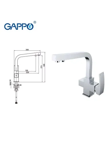 Змішувач для кухні з підключенням до фільтра Gappo G4307