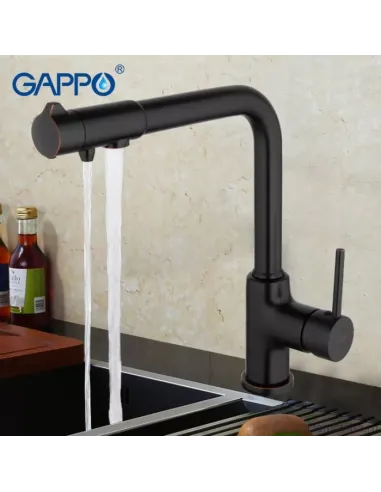 Змішувач для кухні з підключенням до фільтру Gappo G4390-10, чорний