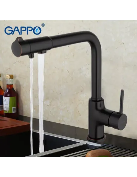 Змішувач для кухні з підключенням до фільтру Gappo G4390-10, чорний