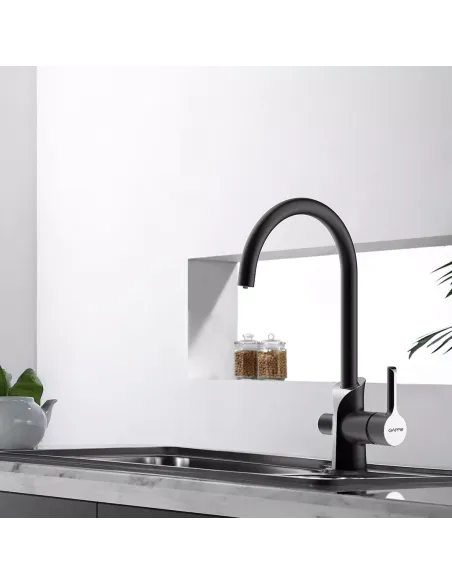 Змішувач для кухні з підключенням до фільтру Gappo G4303-6, чорний