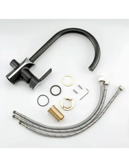 Змішувач для кухні з підключенням до фільтру Gappo G4303-6, чорний