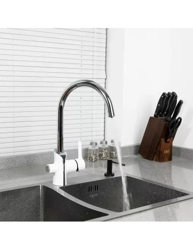 Змішувач для кухні з підключенням до фільтра Gappo G4303-8, білий