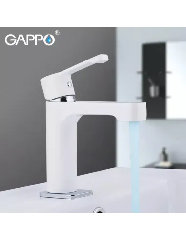 Смеситель для умывальника Gappo G1002-8, белый, хром, однорычажный