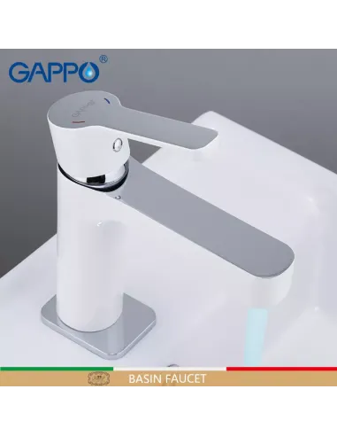 Смеситель для умывальника Gappo G1002-8, белый, хром, однорычажный