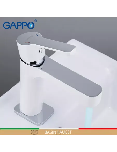Смеситель для умывальника Gappo G1002-8, белый, хром, однорычажный