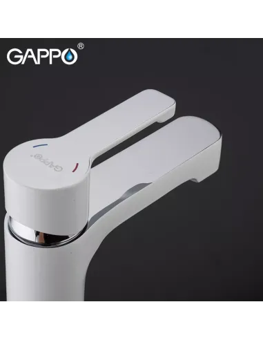 Смеситель для умывальника Gappo G1002-8, белый, хром, однорычажный