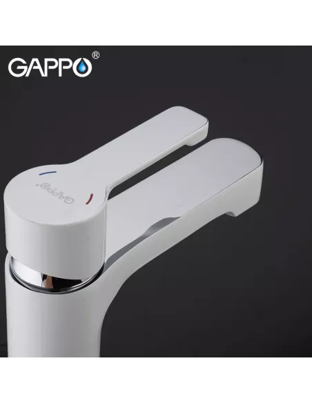 Смеситель для умывальника Gappo G1002-8, белый, хром, однорычажный