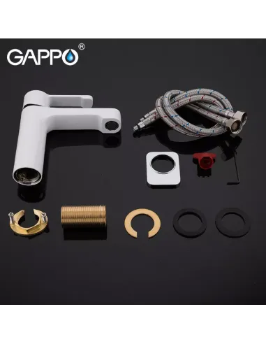 Смеситель для умывальника Gappo G1002-8, белый, хром, однорычажный