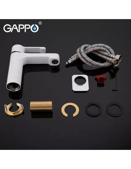 Смеситель для умывальника Gappo G1002-8, белый, хром, однорычажный
