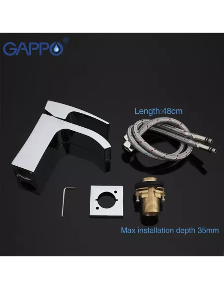 Смеситель для умывальника Gappo G1007-1, хром, однорычажный