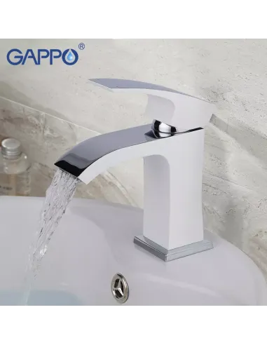Смеситель для умывальника Gappo G1007-8, белый, хром, однорычажный