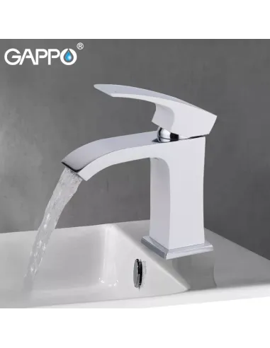 Смеситель для умывальника Gappo G1007-8, белый, хром, однорычажный
