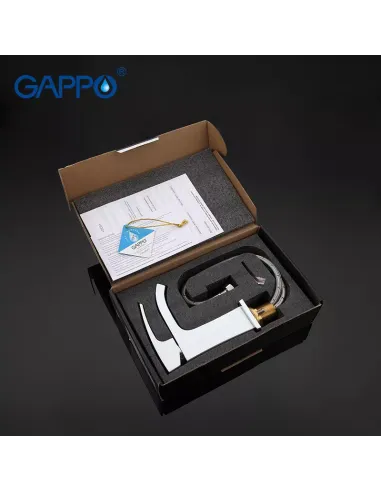 Смеситель для умывальника Gappo G1007-8, белый, хром, однорычажный