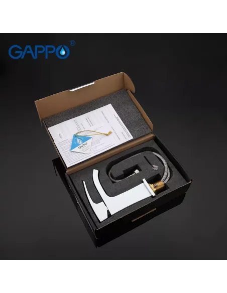 Смеситель для умывальника Gappo G1007-8, белый, хром, однорычажный