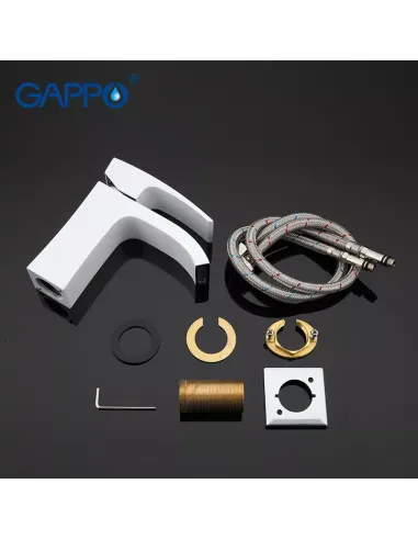 Смеситель для умывальника Gappo G1007-8, белый, хром, однорычажный
