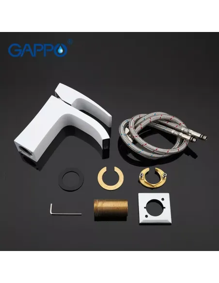 Смеситель для умывальника Gappo G1007-8, белый, хром, однорычажный