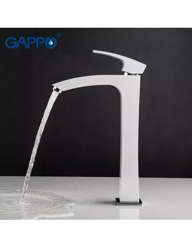 Змішувач для умивальника Gappo G1007-18, білий, хром, одноважільний