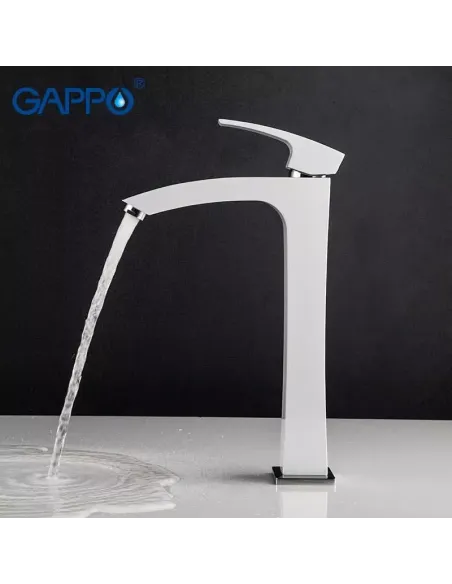 Змішувач для умивальника Gappo G1007-18, білий, хром, одноважільний