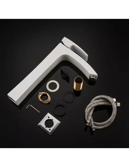 Змішувач для умивальника Gappo G1007-18, білий, хром, одноважільний