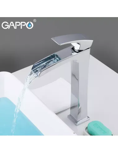Смеситель для умывальника Gappo G1007-21, высокий, каскадный излив