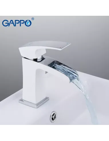 Смеситель для умывальника Gappo G1007-30, белый, хром, однорычажный