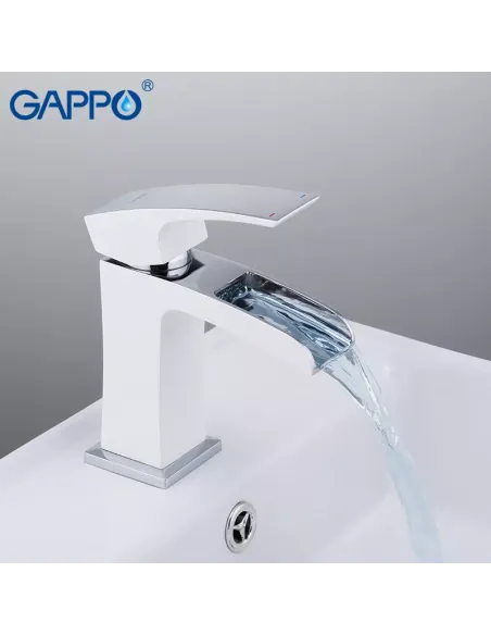 Смеситель для умывальника Gappo G1007-30, белый, хром, однорычажный