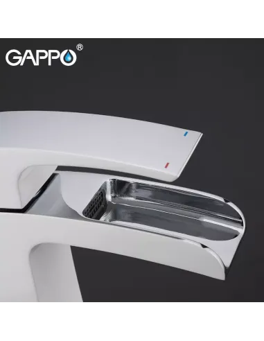 Смеситель для умывальника Gappo G1007-30, белый, хром, однорычажный