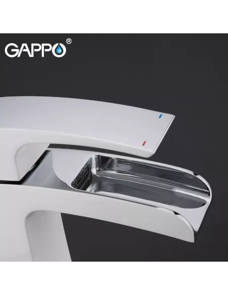 Смеситель для умывальника Gappo G1007-30, белый, хром, однорычажный