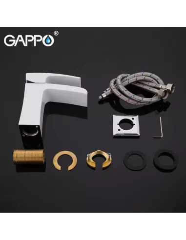 Смеситель для умывальника Gappo G1007-30, белый, хром, однорычажный