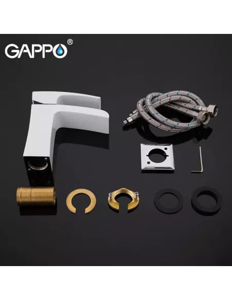 Смеситель для умывальника Gappo G1007-30, белый, хром, однорычажный