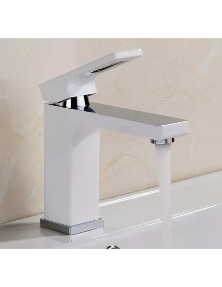 Смеситель для умывальника Gappo G1017-8, белый, хром, однорычажный