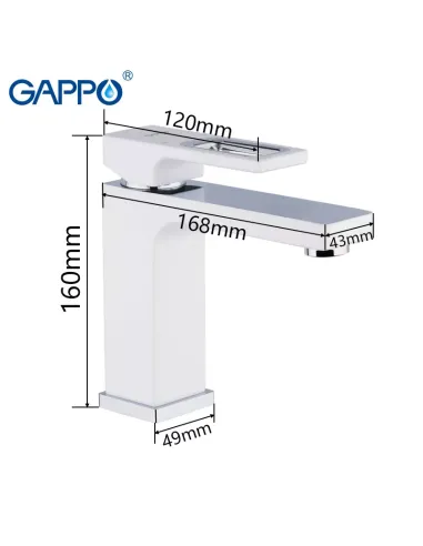 Смеситель для умывальника Gappo G1017-8, белый, хром, однорычажный