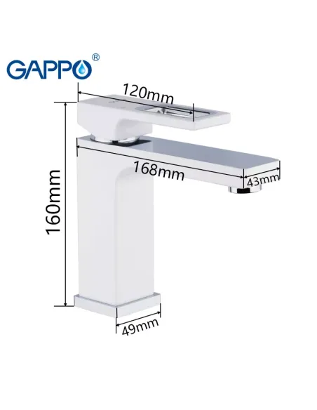 Смеситель для умывальника Gappo G1017-8, белый, хром, однорычажный