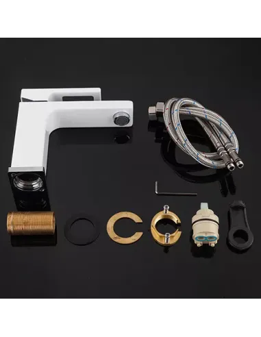 Смеситель для умывальника Gappo G1017-8, белый, хром, однорычажный