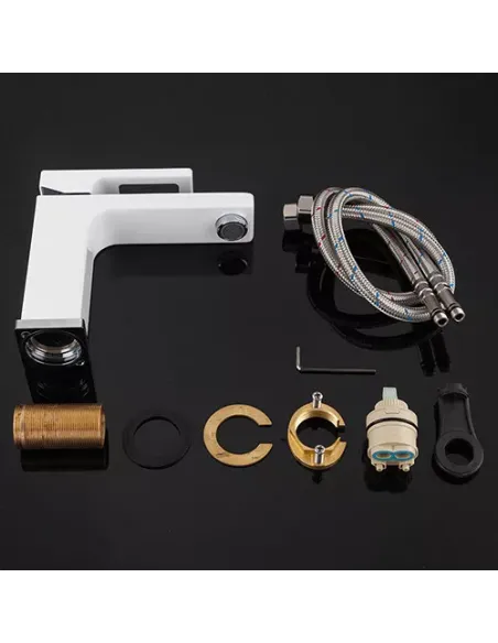 Смеситель для умывальника Gappo G1017-8, белый, хром, однорычажный