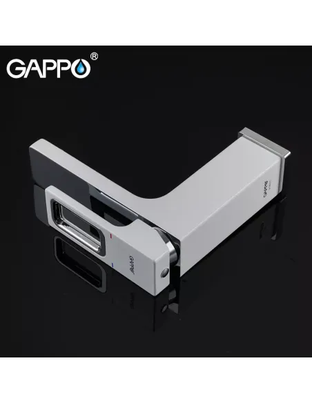 Смеситель для умывальника Gappo G1017-8, белый, хром, однорычажный