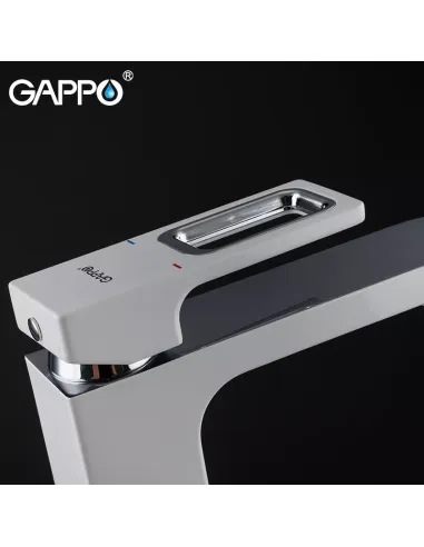 Смеситель для умывальника Gappo G1017-8, белый, хром, однорычажный